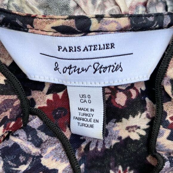 & Other Stories Floral Frill Collar Button Down Blouse. Size 0. EUC! - Picture 4 of 4